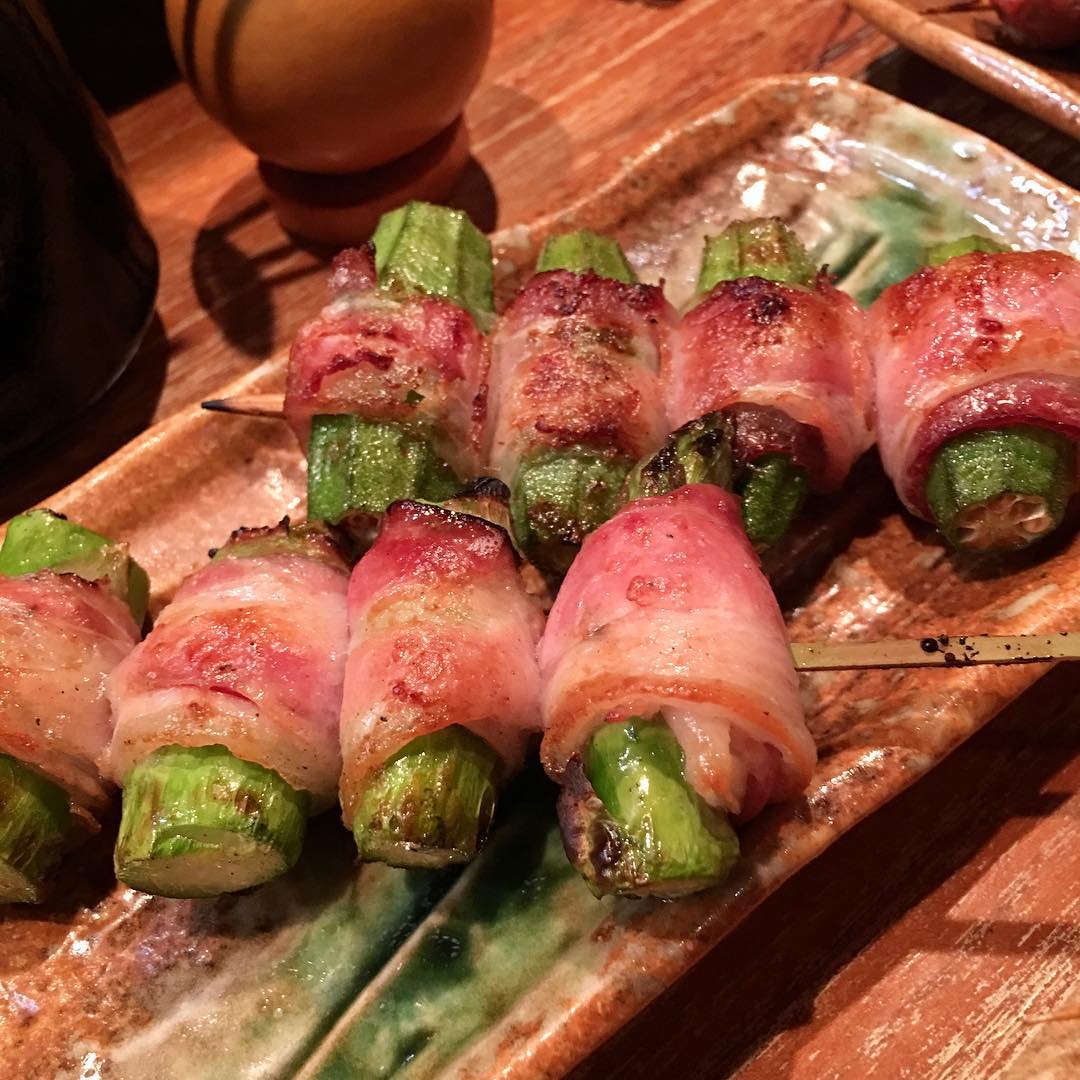 Okra bacon & asparagus #bacon. Sometimes the simplest of things surprise you at how yummy it can be (besides the just-add-bacon mentality) when cooked well, your taste buds notice. The #okra was especially yummy.